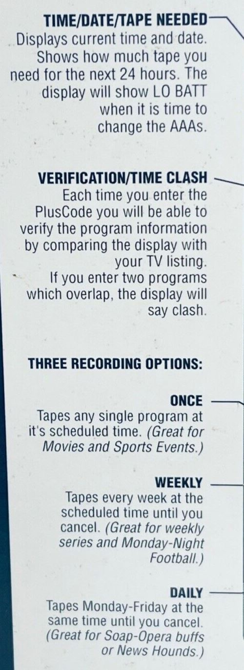 1991 Gemstar VCR Plus+ Instant TV VCR Programmer Makes Taping Easy - VINTAGE