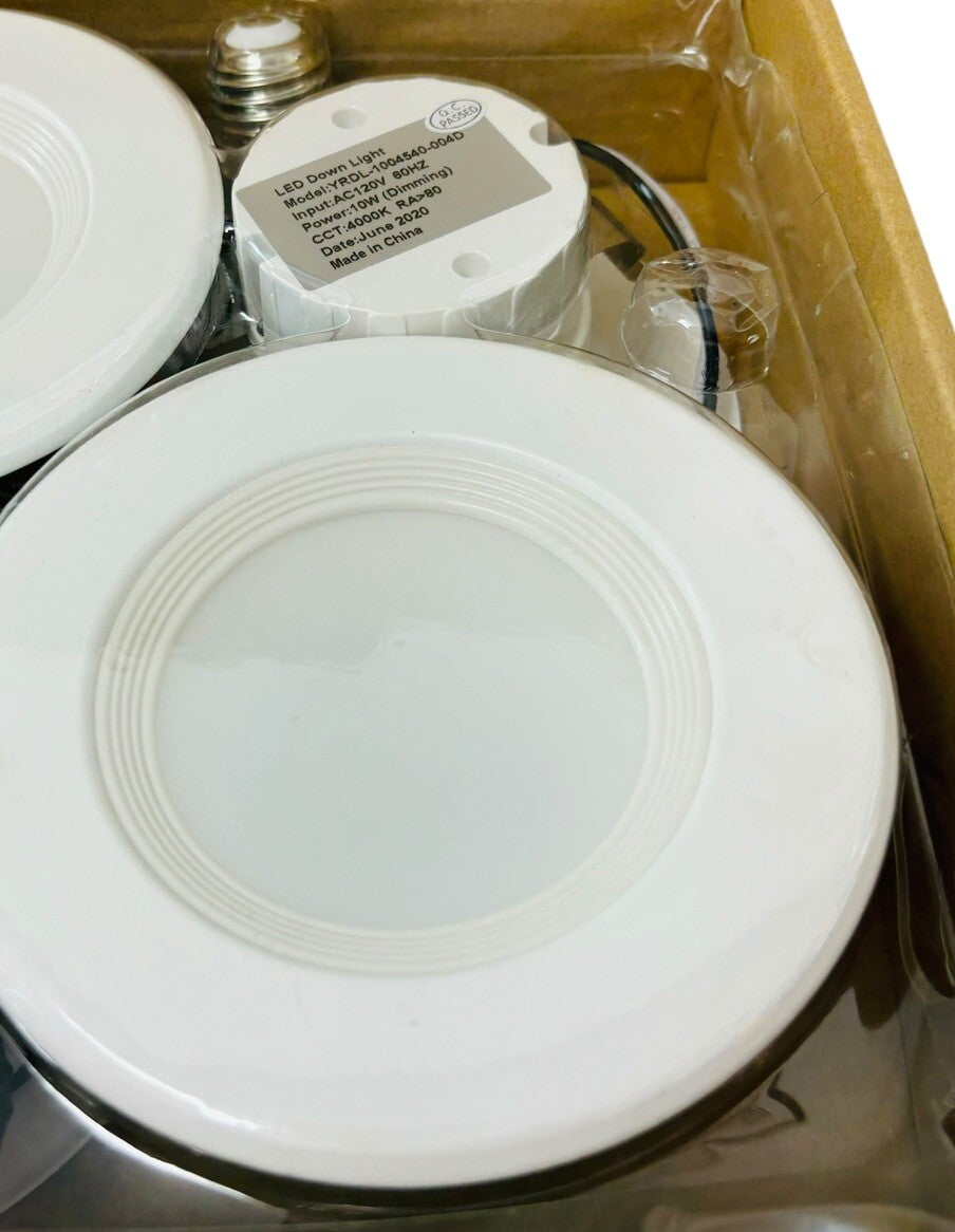 LED Down Light 4-Pack White, 4” LED Light Dimmable ~ 10W ~ Input Voltage AC120V