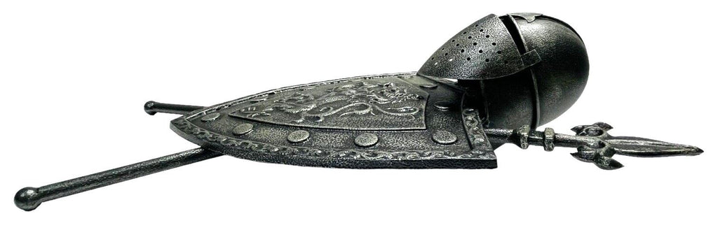 Armor Iron Shield with Swords & Lion Figure, Wall Hanging 16''T - VINTAGE - MINT