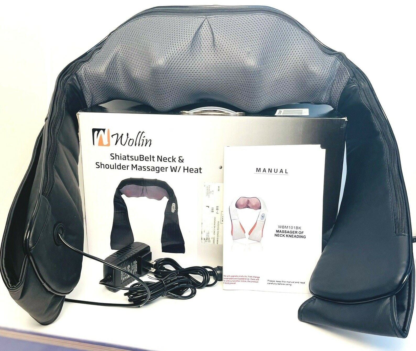 Wollin Shiatsu Belt Massager Neck & Shoulder Body w/Adjustable Heat 4-Deep Modes