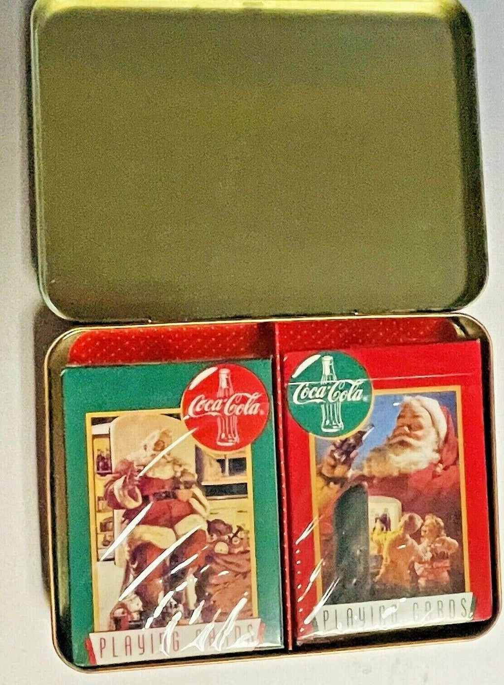 Collectible COCA-COLA Playing Cards-2 Decks w/Tin Can-Sealed, RARE 1994 ~ NEW.