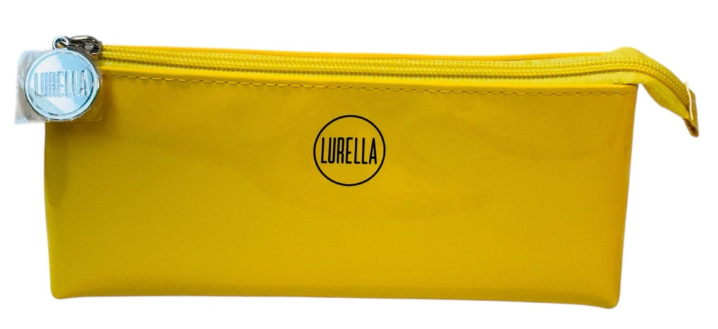 Lurella Cosmetics Neon Brush Set Color: YELLOW with Zipped Cosmetics Bag