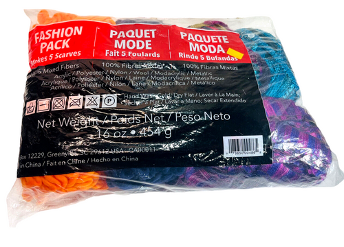 100% Mix Fibers Yarn Make 5-Scarves Net Weight 16 Oz. Fashion Pack