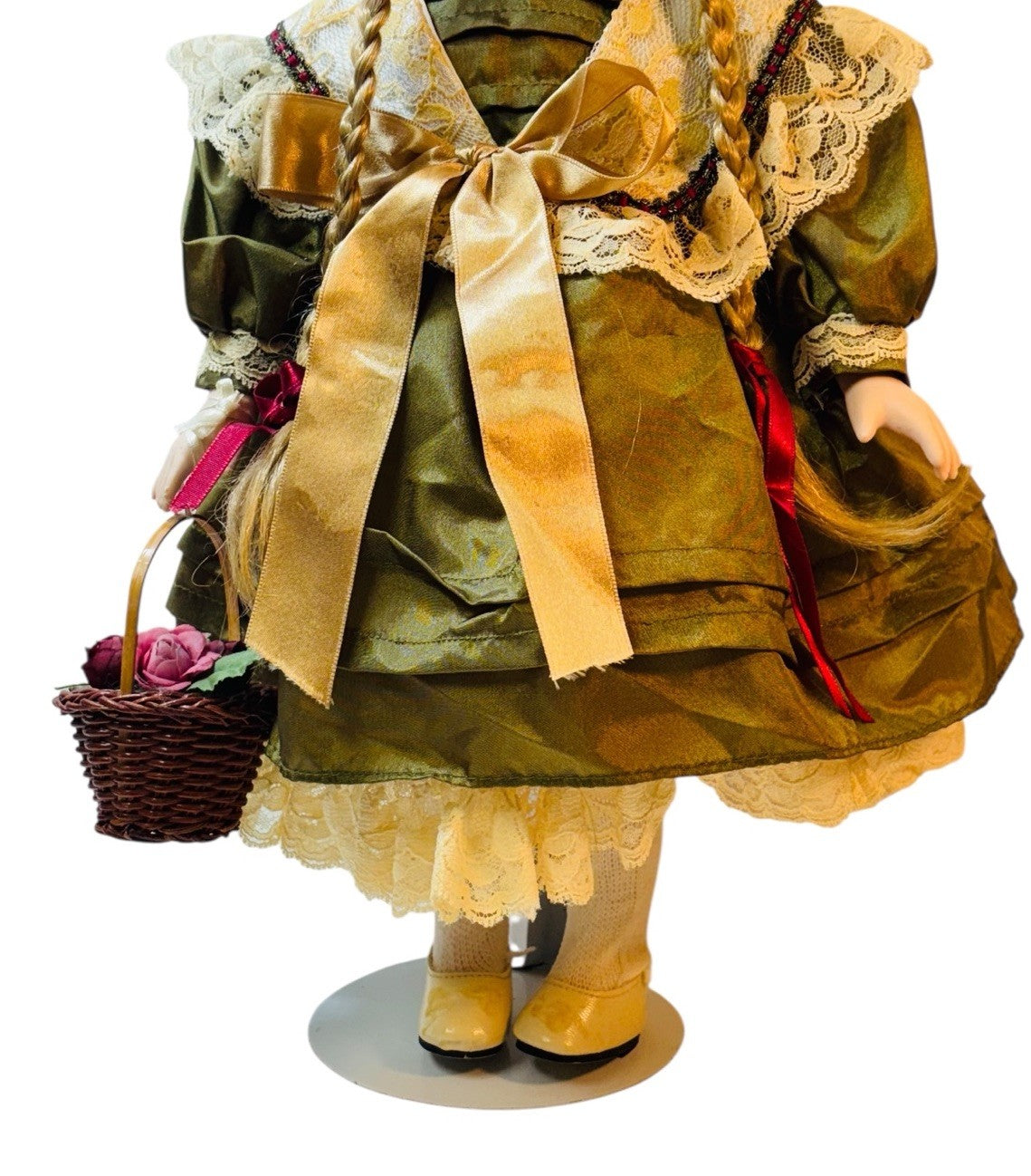 Porcelain Girl Doll Victorian Style Blode Hair, Astrology Print Clothes 16” Tall