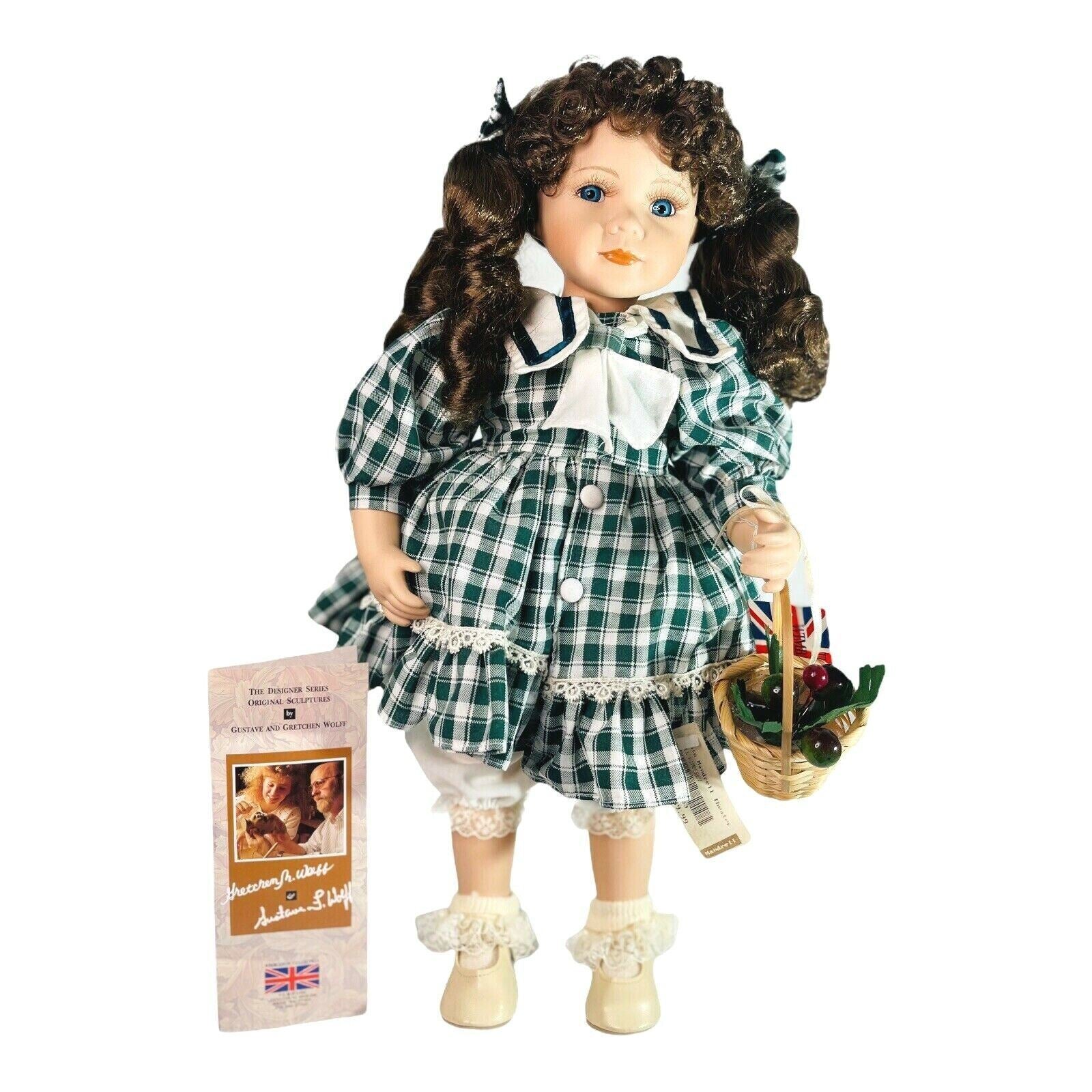 The Wimbledon Collection Porcelain 17'' Doll "KIMBERLY" w/Basket #A-3063