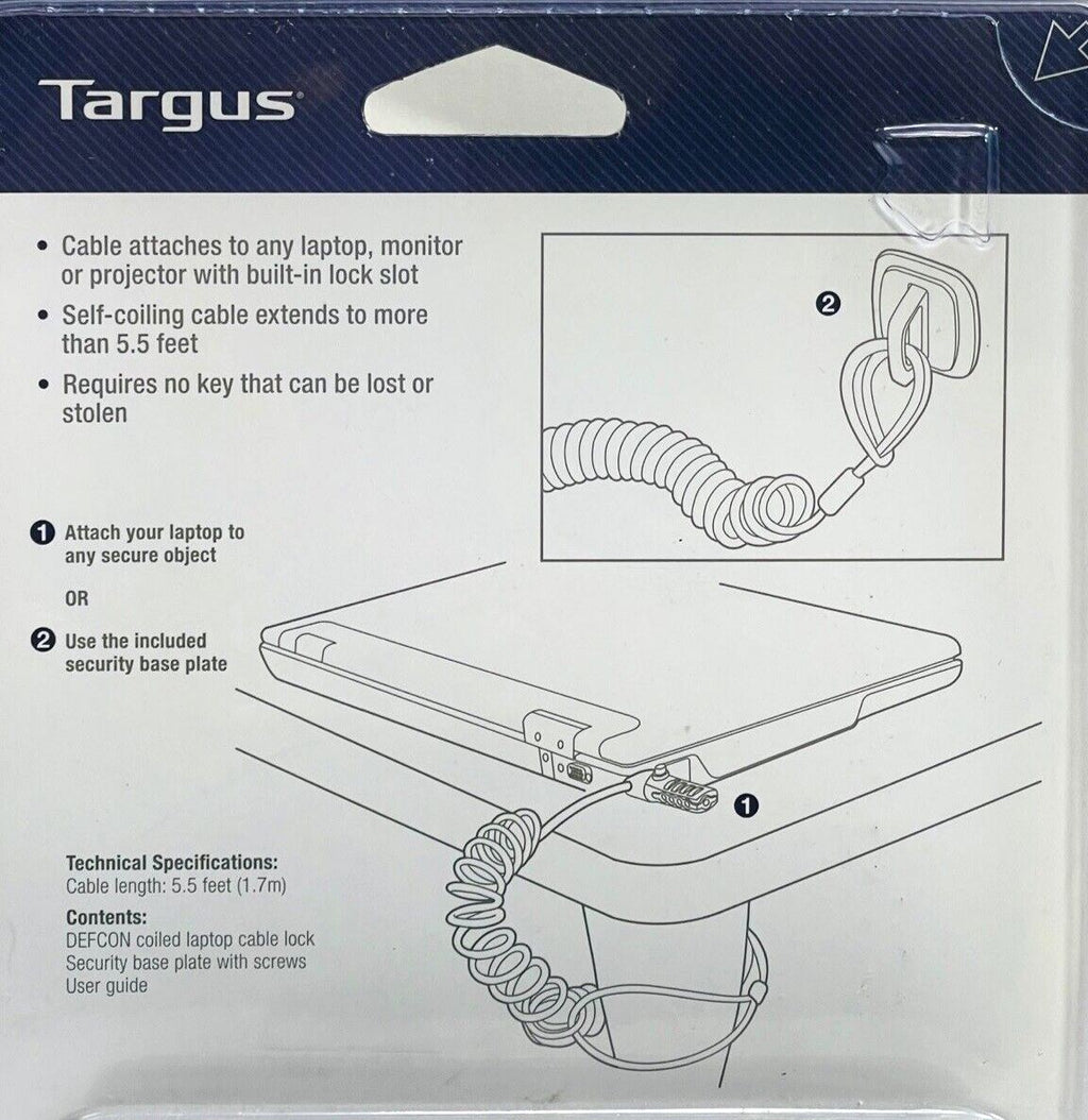 LAPTOP CABLE LOCK (COMBINATION-LOCK) Extends 5.5 FT COMPACT DESIGN