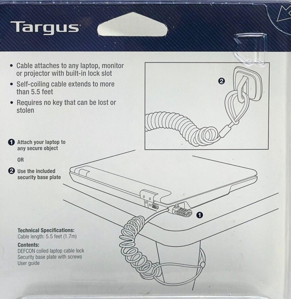 LAPTOP CABLE LOCK (COMBINATION-LOCK) Extends 5.5 FT COMPACT DESIGN