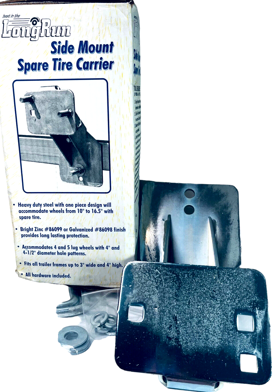 LongRun Side Mount Spare Tire Carrier Zinc Coated 86099 for Wheels 10" to 16.5"