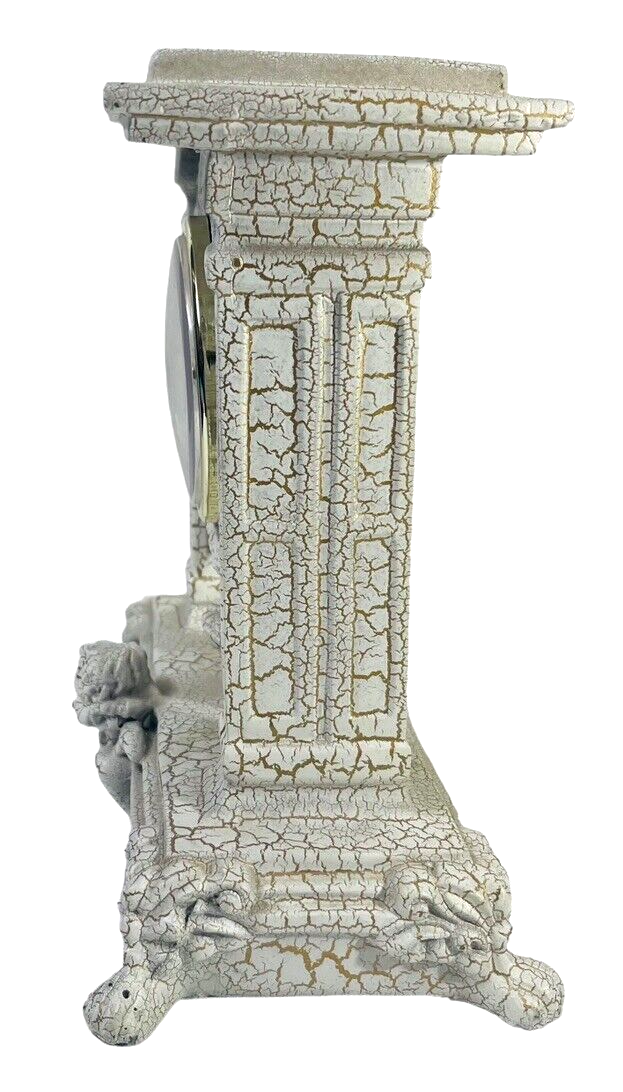 Plaster Mantel Quartz Clock w/Child of the Earth Statue 8"X9".
