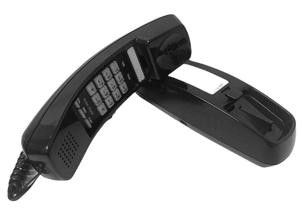 Trimline Telephone Corded Land Line Push Button - Black Radio Shack #90374 WORKS