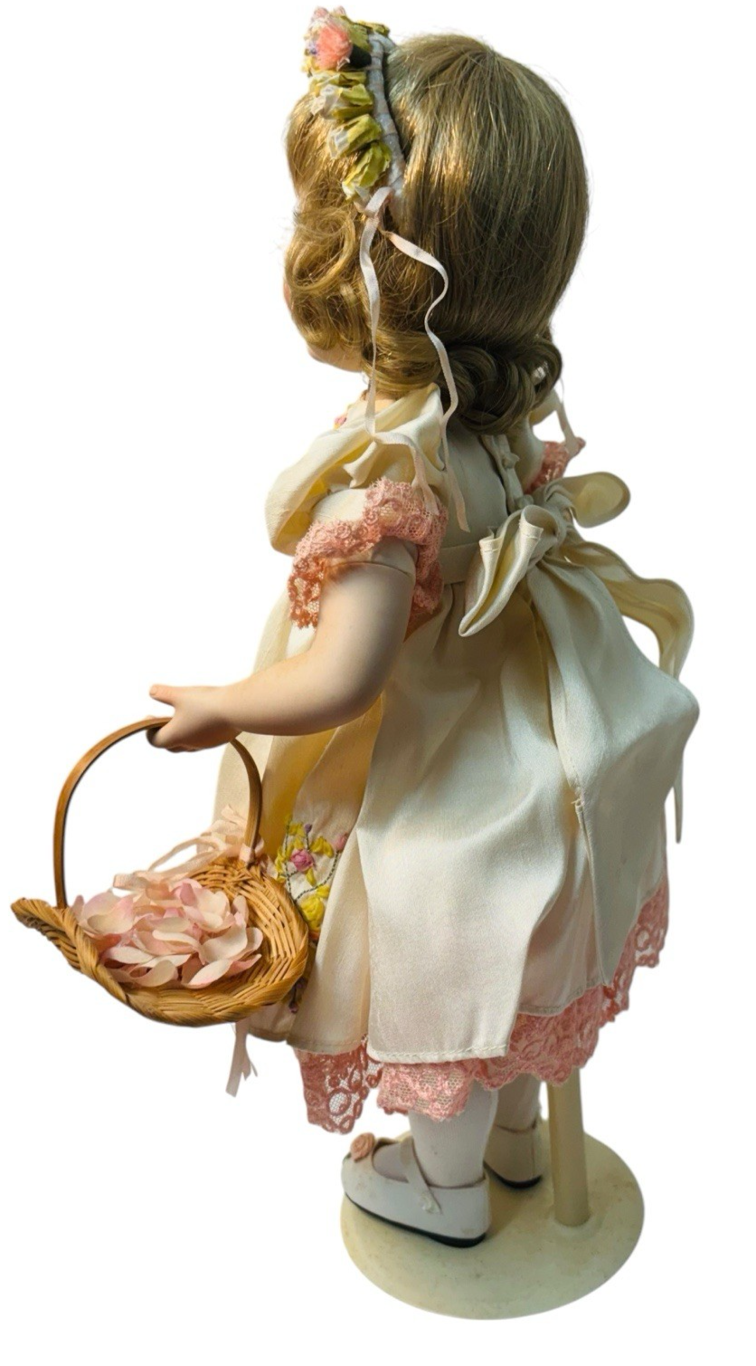 Danbury Mint Porcelain Doll "FLOWER GIRL" 16" In Original Box By Karen Scott