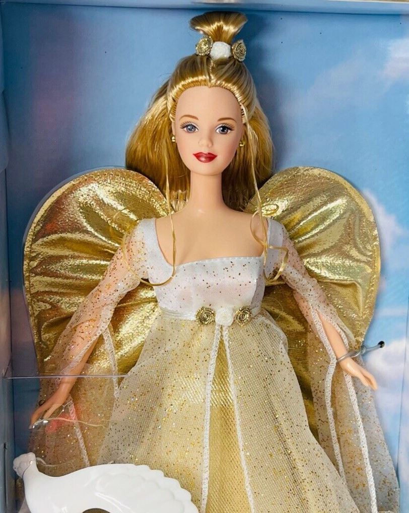 1999 Special Edition Barbie Doll ANGELIC INSPIRATIONS (Gold Gown w/Dove) 24984