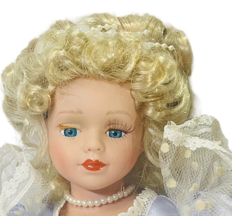 J.MISA COLLECTION PORCELAIN 18'' BALLERINA DOLL EMILY ~ SATIN BLUE OUTFIT.