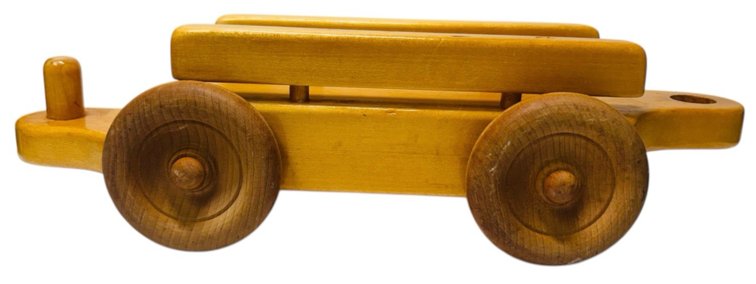 VINTAGE HANDMADE OAK WOODEN TRAIN CAR, L 13'' X H 3.5 X W 4'', Wt. 1 lb.