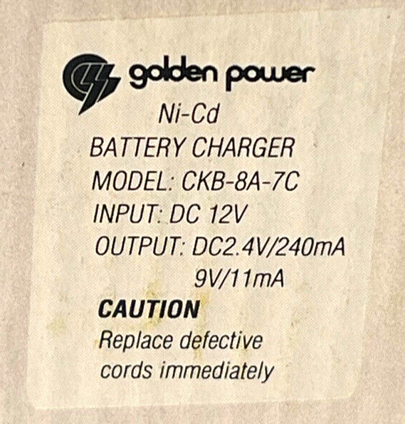 Universal Car-Plug Battery Charger NI-CD 7-Hour Quick Charge By Golden Power NEW