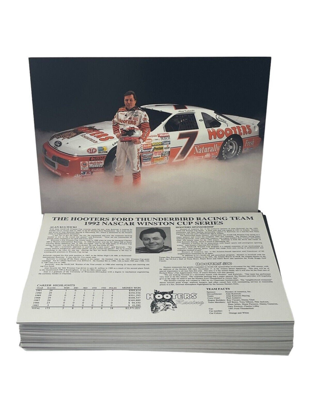 #7 Alan Kulwicki Racing Career · Racing Card 5'' X 7" Underbird Rising BRAND NEW