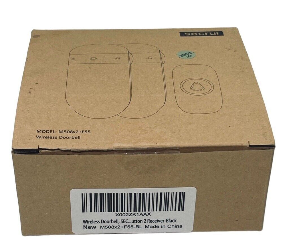 Secrui Wireless Doorbell, Model M508x2+F55, Black ~ w/Manual ~ In Original Box