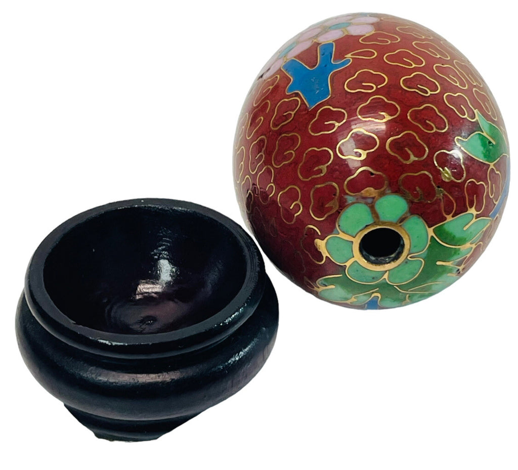 Vintage Hand Painted Floral Pattern Egg with Stand