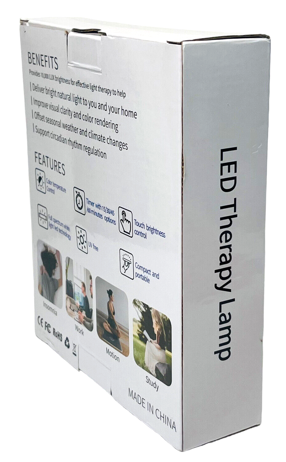 LED THERAPY LAMP W/ADJUSTABLE COLOR TEMP-BRIGHTNESS-TIMINIG - WHITE.