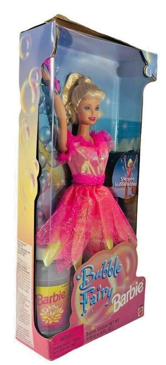 1998 Barbie Doll Bubble Fairy Spins, Pull Cord, Wand #22087 Mattel NRFB