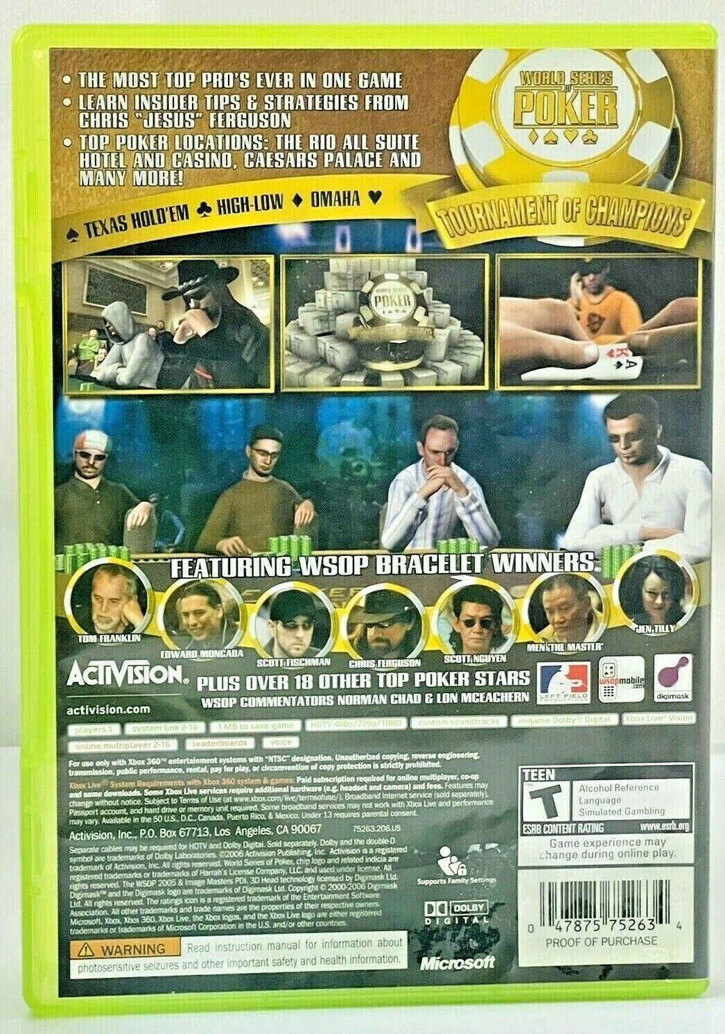 World Series of Poker Xbox 360: Tournament of Champions (Microsoft) 2006 "MINT"