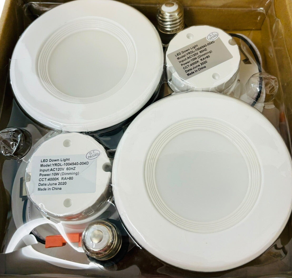LED Down Light 4-Pack White, 4” LED Light Dimmable ~ 10W ~ Input Voltage AC120V
