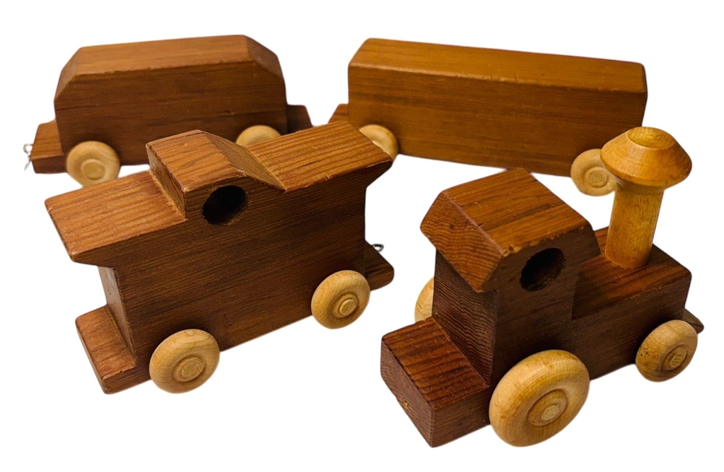4 Piece- Wooden Train Locomotive Set Beautiful Vintage Handmade Train Set