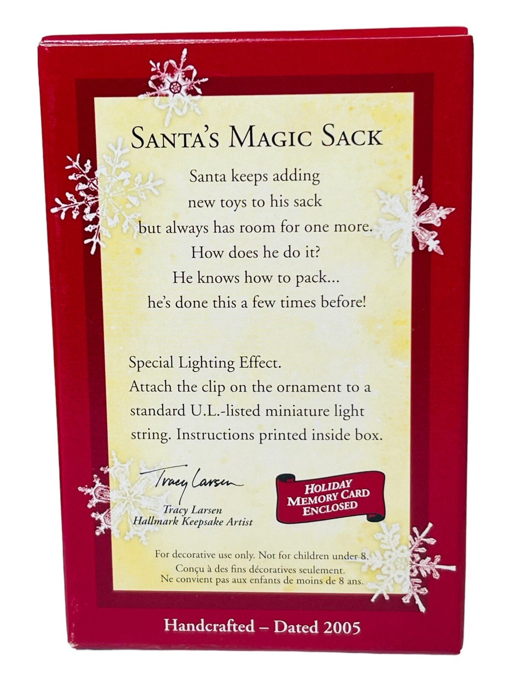 HALLMARK SANTA"S MAGIC SACK Clips to Light, Ornament & Memory Card KEEPSAKE 2005
