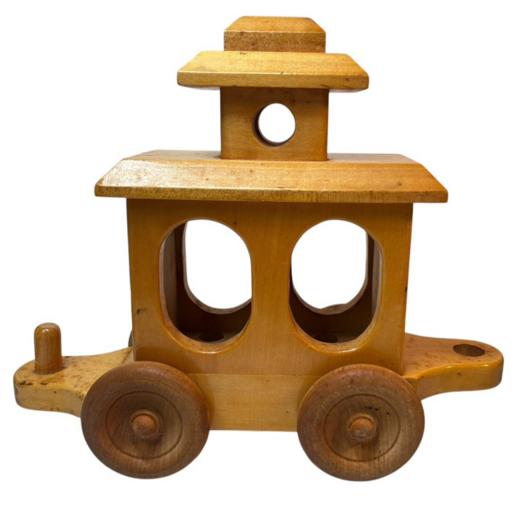 LARGE HANDMADE OAK WOODEN TRAIN CAR, L 12" X H 11'' X W 4'', Wt. 1.10 Lbs.