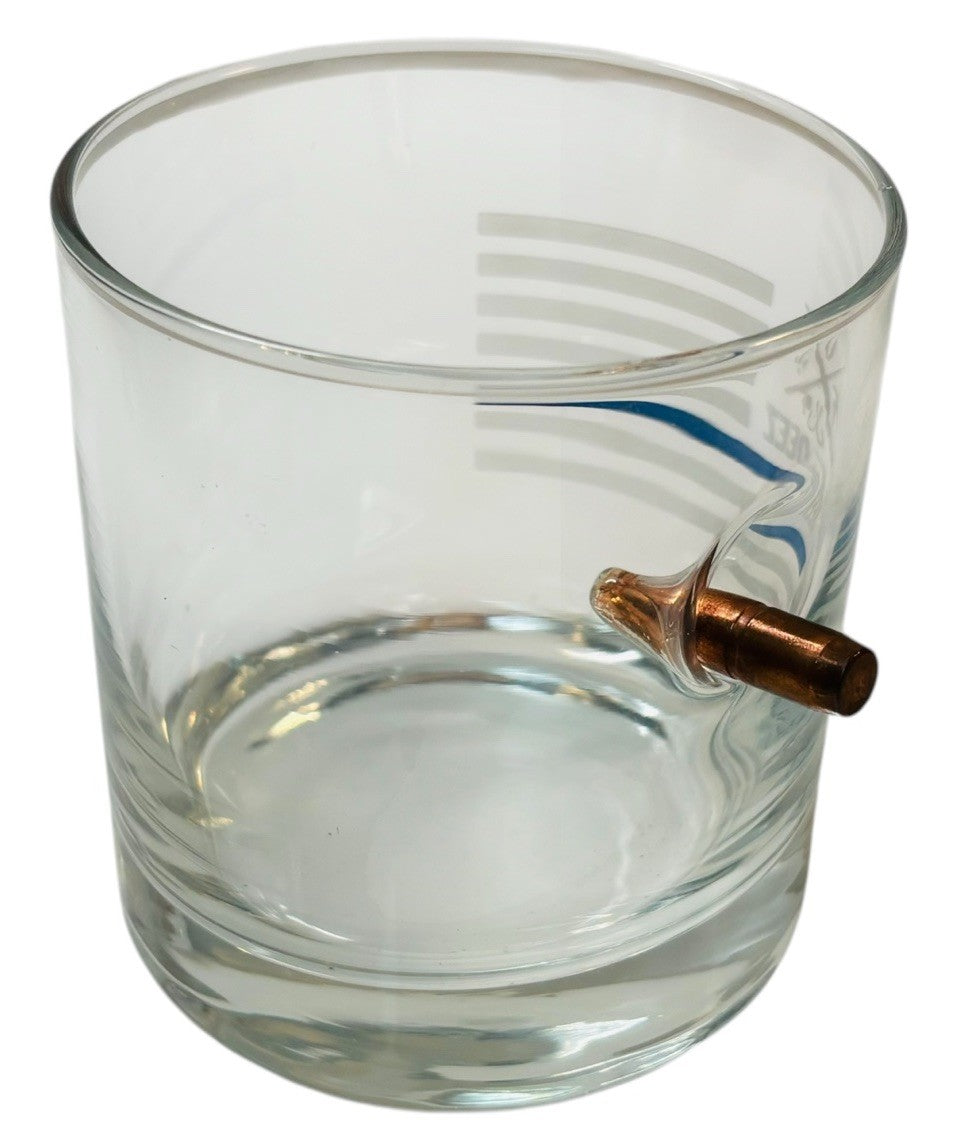 Thin Blue Line Rock Glass w/CNC'd Copper Bullet (Lead/Gunpowder Free) Seek Deek.