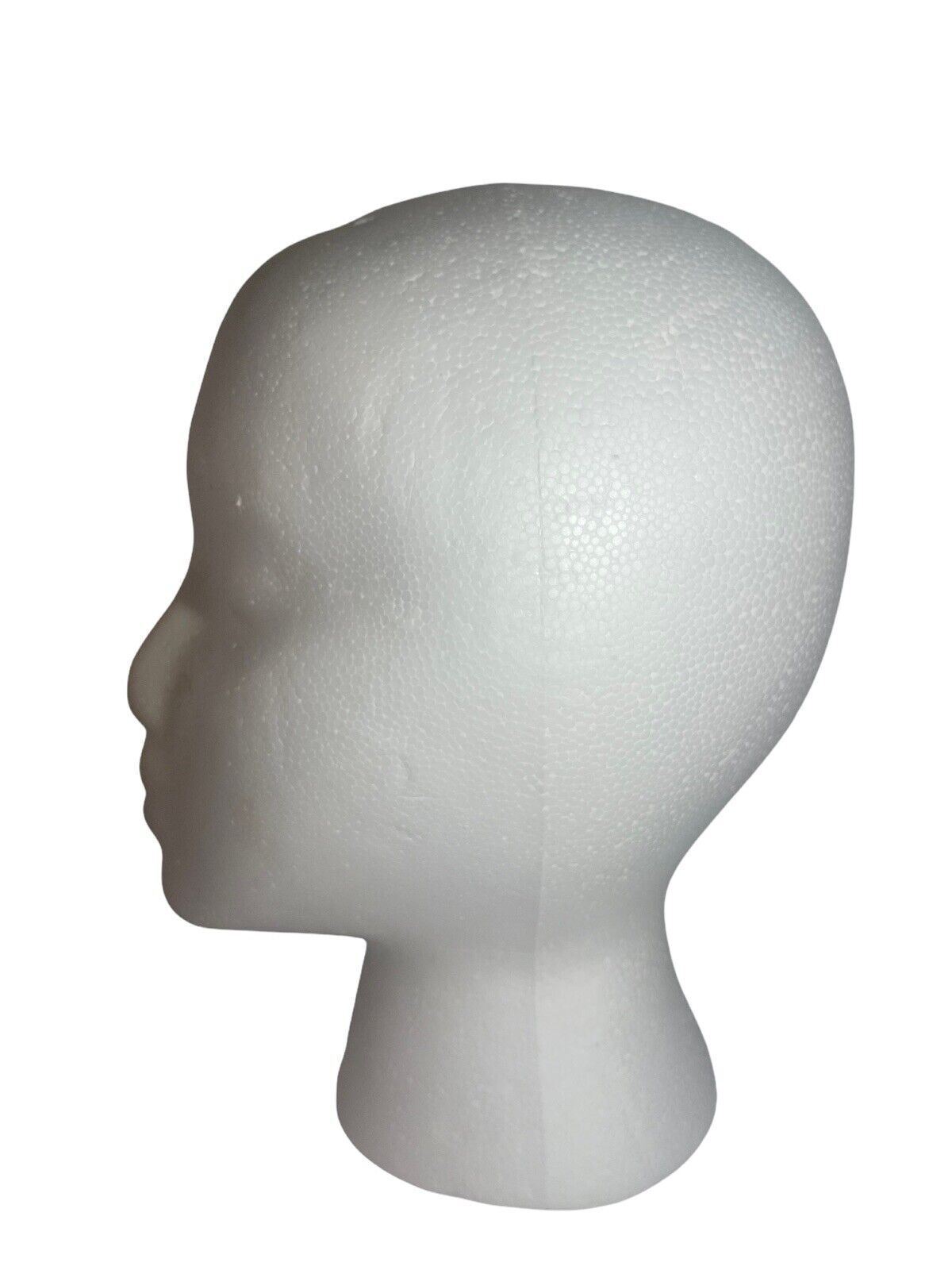 LOT OF 2 Wig Head Styrofoam/Bulk White 5.8" x 7.5" x 9.8" w/KOVI WIG CAP "NEW"