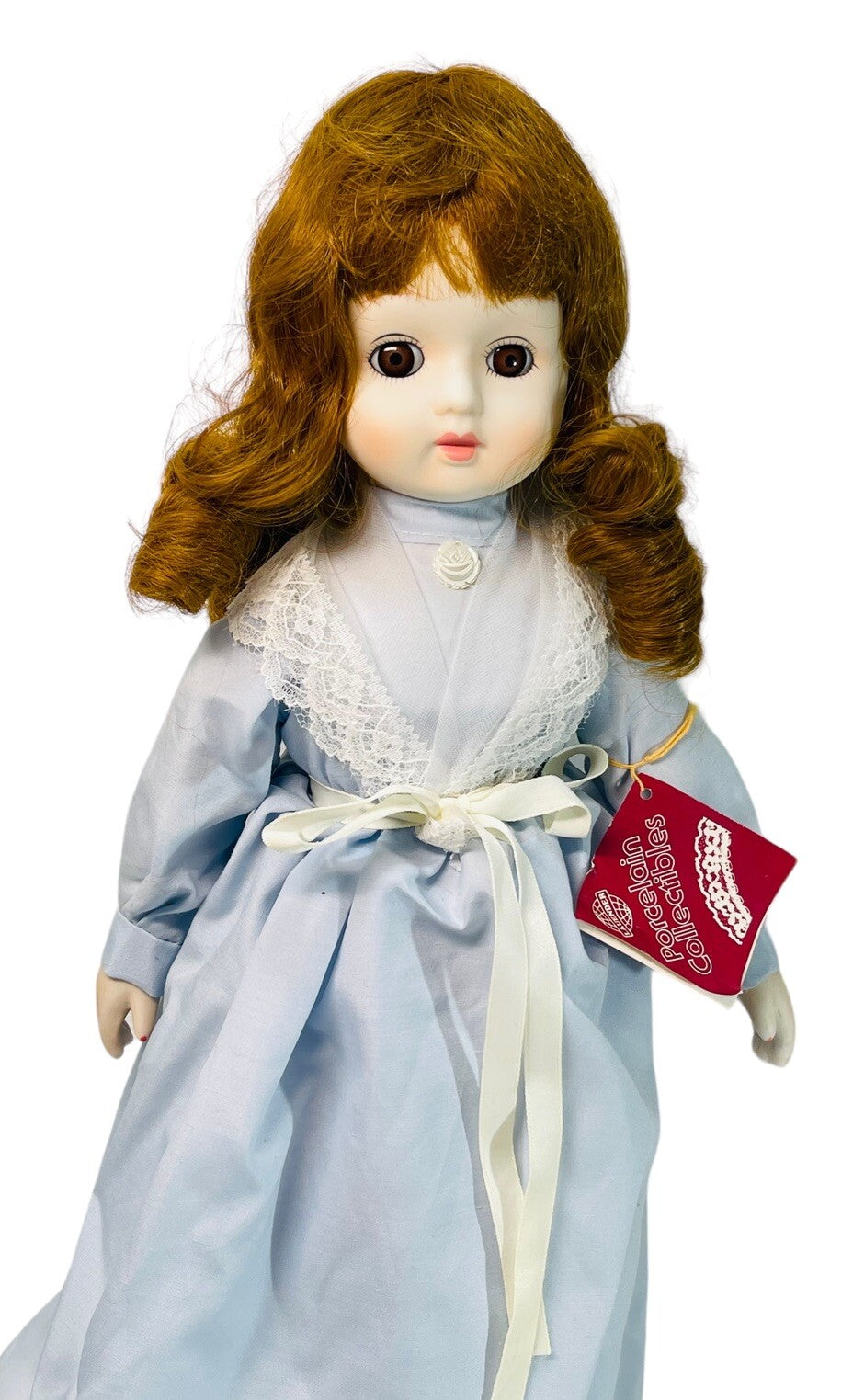 Red Hair Doll 1982 The Porcelain Collection 18” ~ Wearing Long Blue Cotton Dress