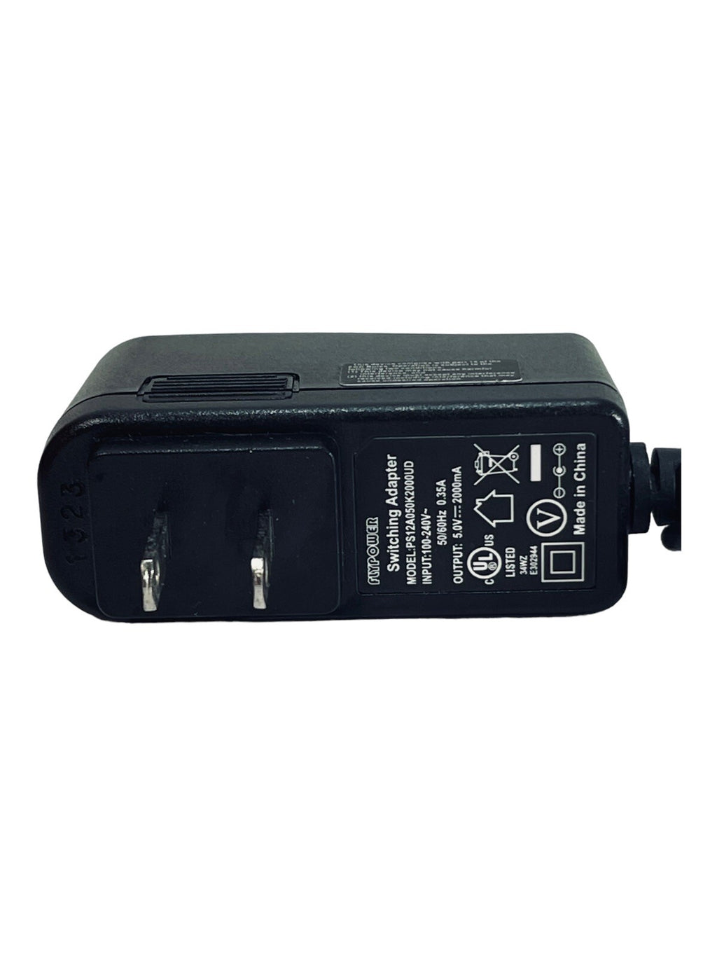 FLYPOWER SWITCHING ADAPTER MODEL PS12A050K200UD, 5.0V---2000mA/240V 0.35AMP.