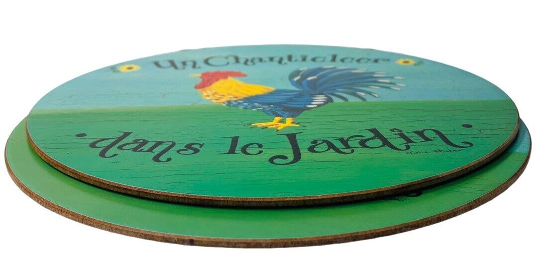 HOT PLATES 10X10" of CHICKEN~ROASTER IN THE GRADEN~TRIVETS - WRITTEN IN FRENCH