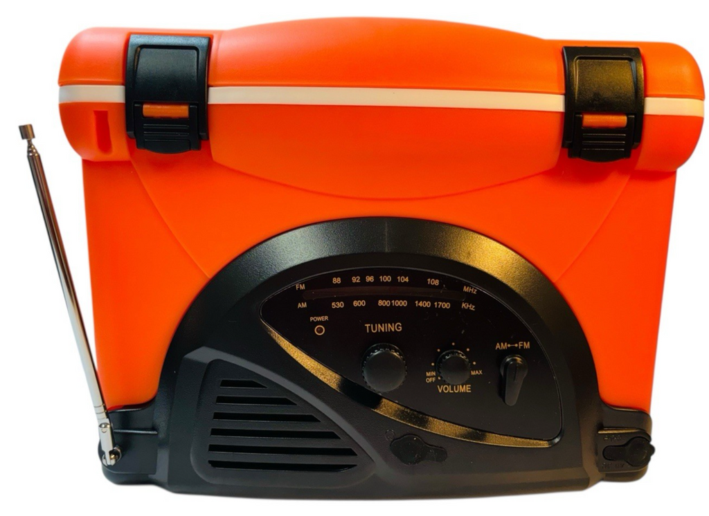 Rare LC Mini Cooler-AM FM Radio AA Battery/DC 6V Beach NIB Dentyne Ice Orange