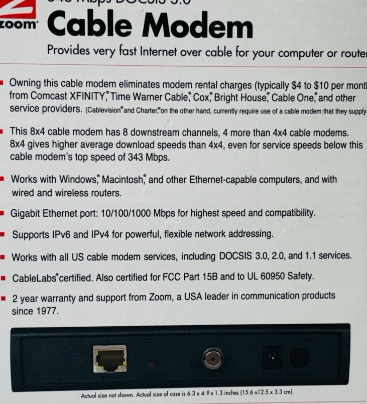 Zoom Cable Model 343 Mbps DOCSIS Model: 5341, BRAND NEW ~ IN ORIGINAL BOX