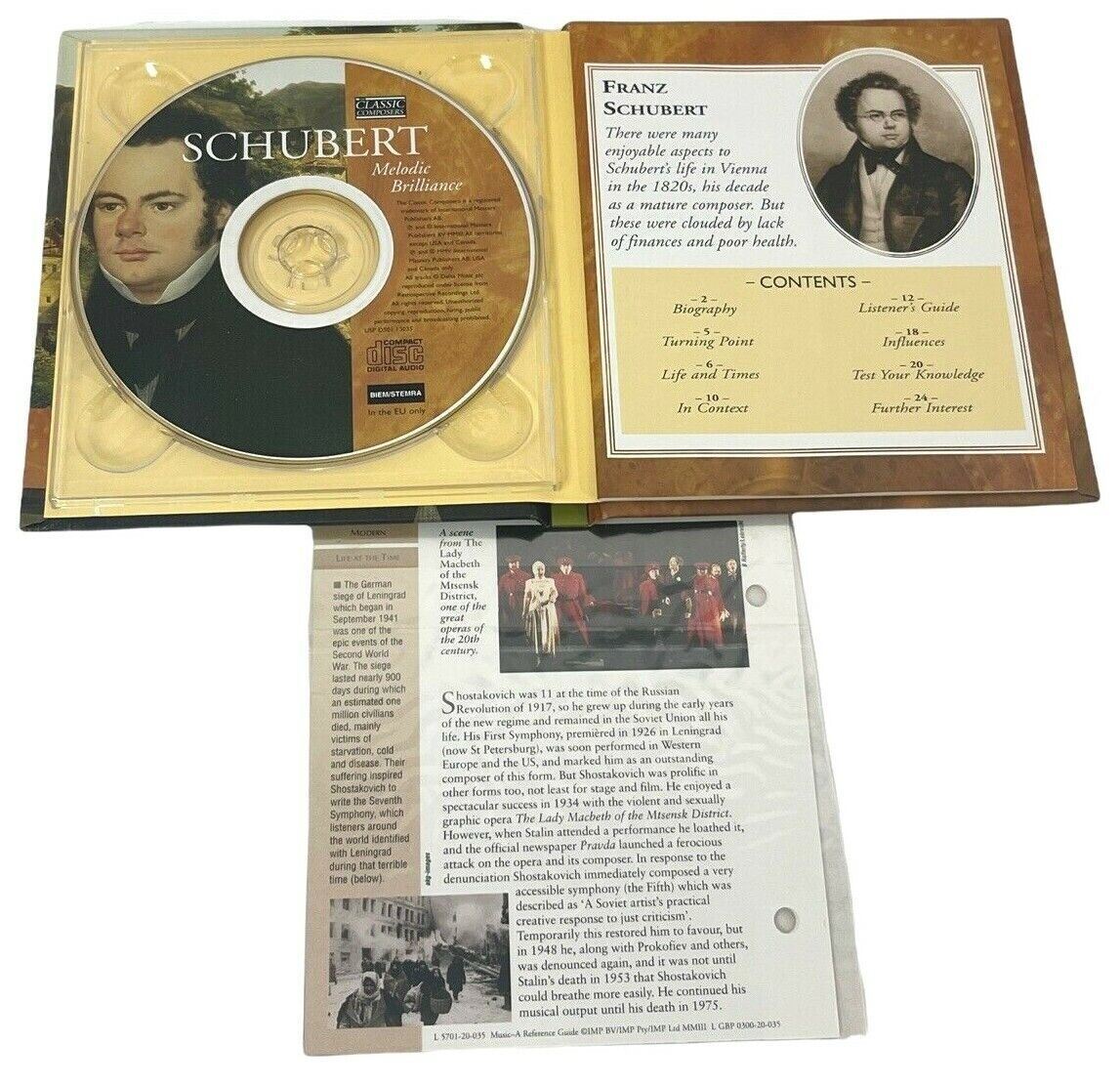 LOT-3 CLASSIC COMPOSERS CDS MOZART, SCHUMANN & SCHUBERT w/23 PAGE BOOKLET