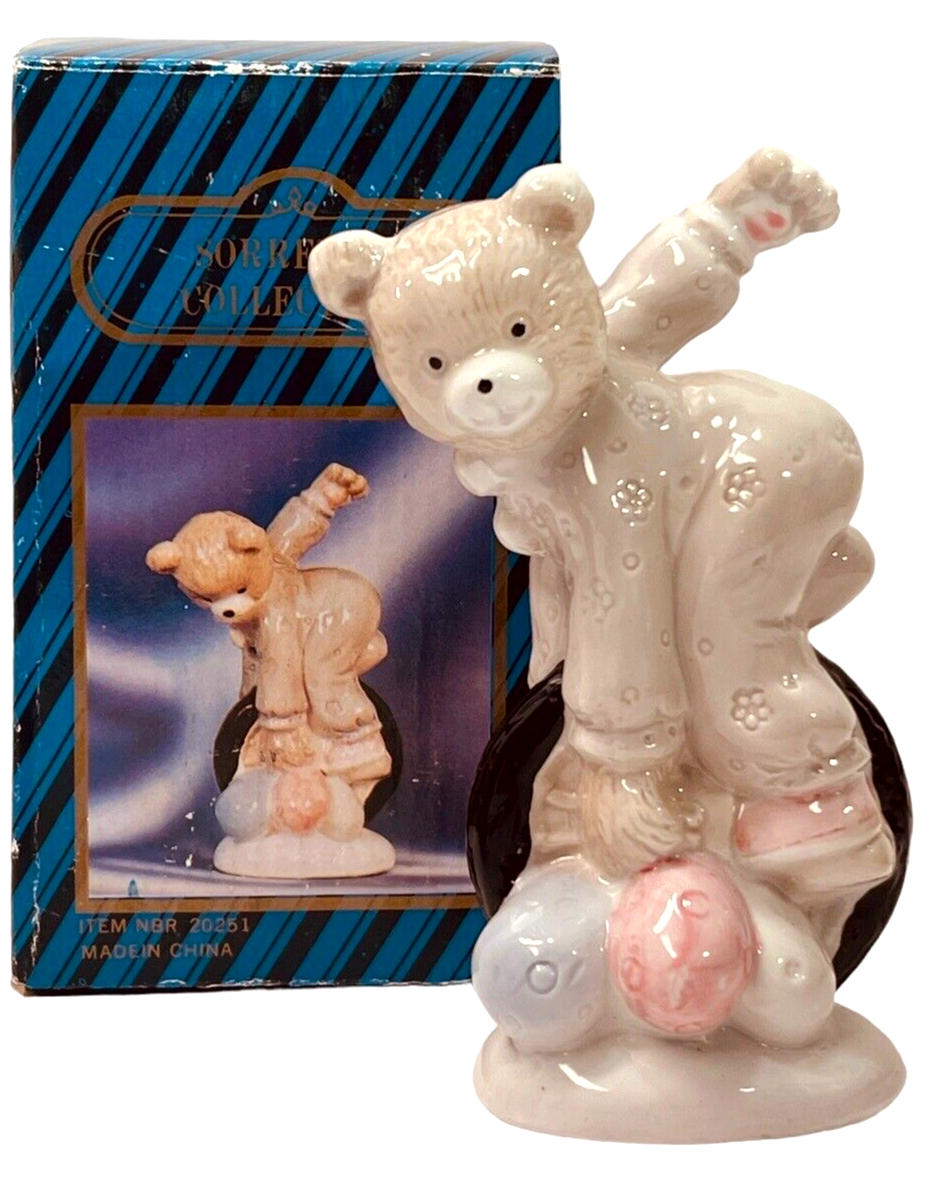 Porcelain Circus Bear on Unicycle Figurine Vintage #20251-Sorrento Collection