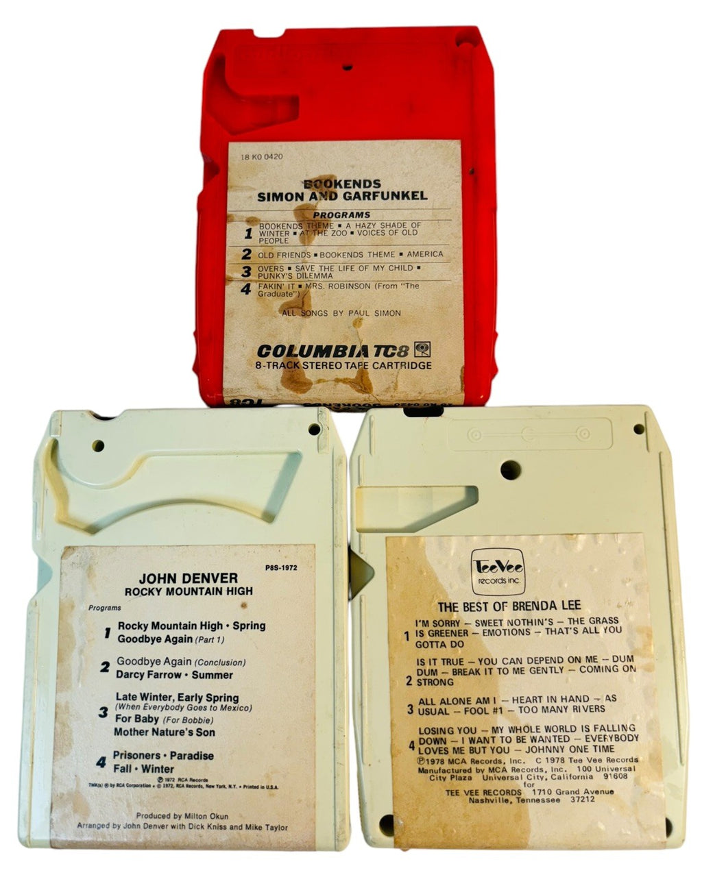 VINTAGE 8 TRACK TAPES MUSIC COLLECTION of ROCK, POP & COUNTRY, LOT 12 Tapes.