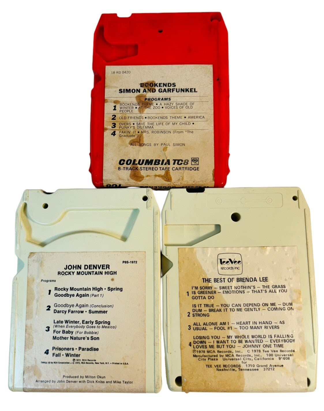 VINTAGE 8 TRACK TAPES MUSIC COLLECTION of ROCK, POP & COUNTRY, LOT 12 Tapes.