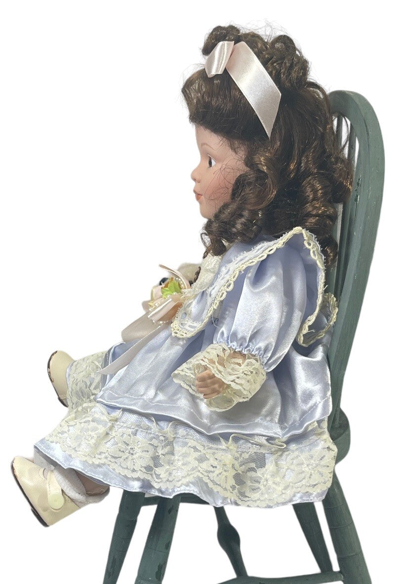 Unique Adorable Pretty In Purple Porcelain Doll ~ In Sitting Position ~ I - 5000