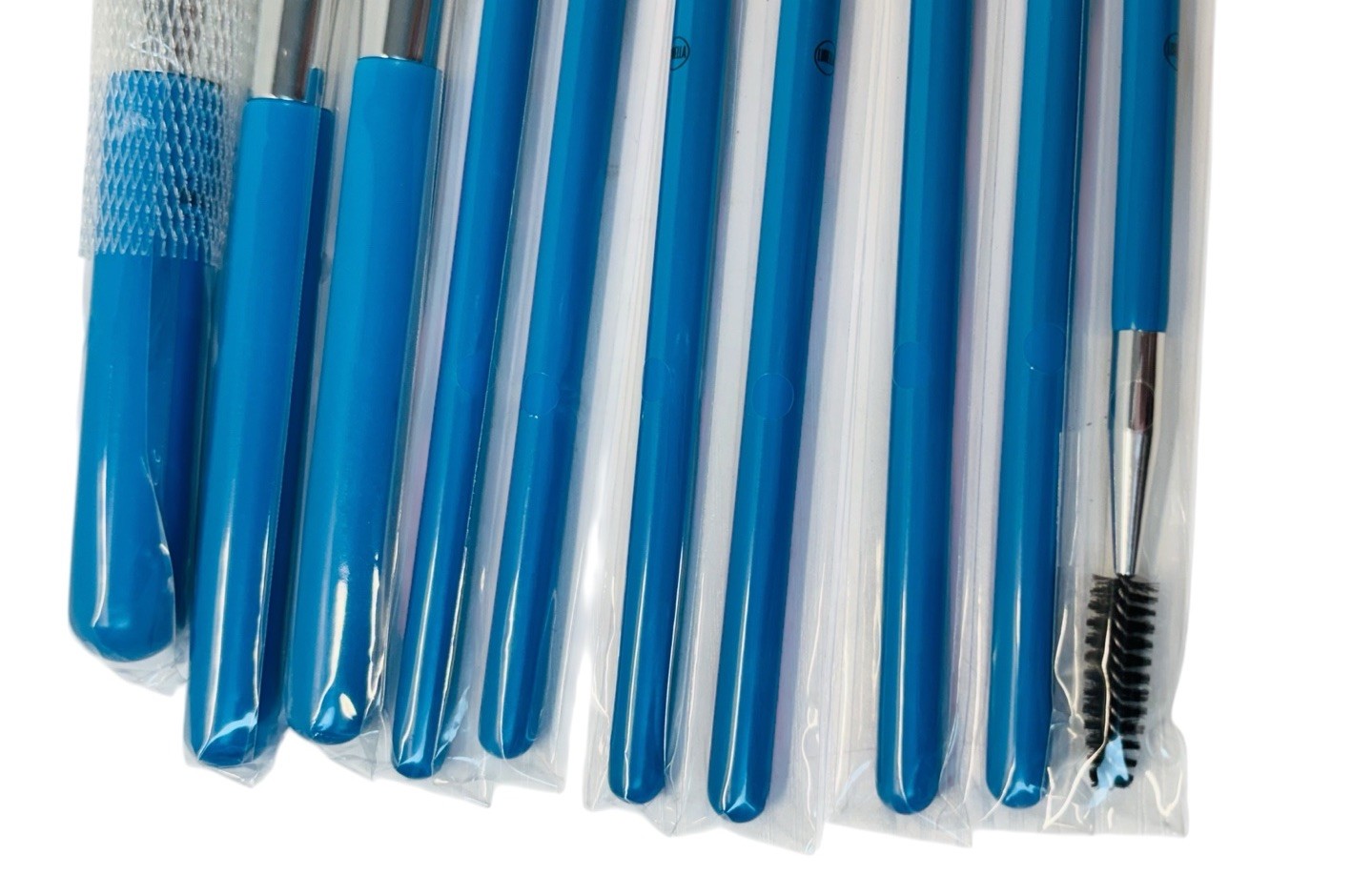 Lurella Cosmetics Neon Brush Set Color: CYAN with Zipped Cosmetics Bag