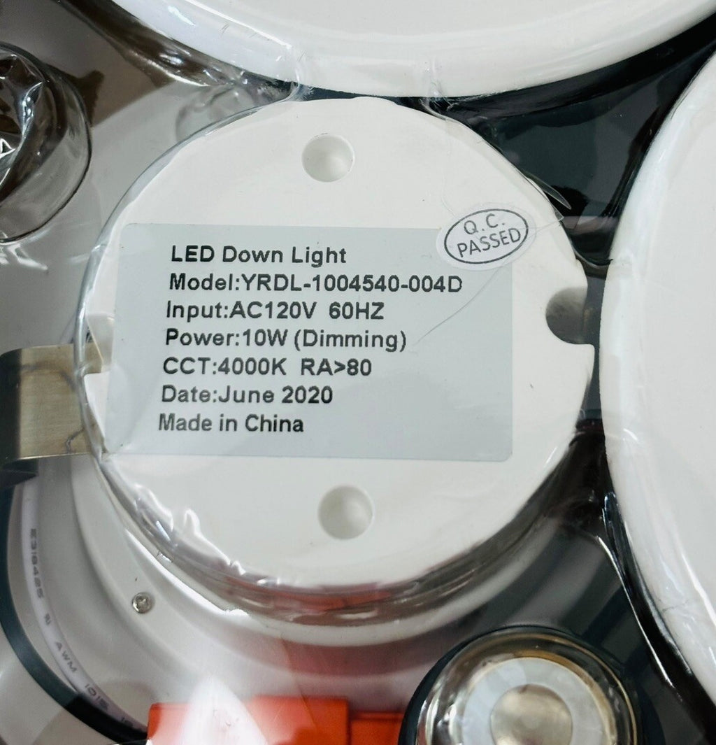 LED Down Light 4-Pack White, 4” LED Light Dimmable ~ 10W ~ Input Voltage AC120V