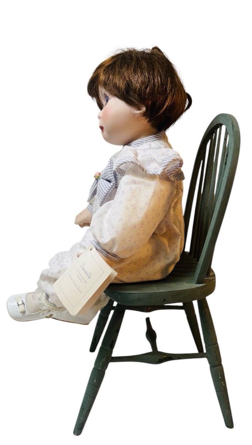 Virginia Turner 1992 Porcelain Doll Danielle Large Blue Eyes H-17” & 2.4Lbs.
