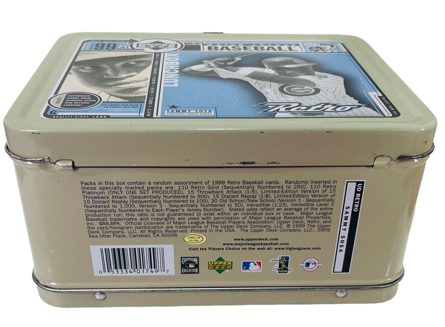 1999 MBL Sammy Sosa Metal Lunch Box Upper Deck Retro Collectible, PreLoved!