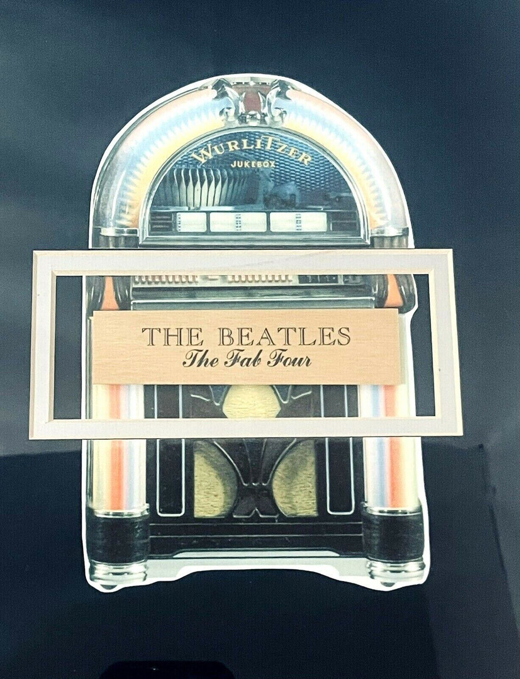 WURLITZER JUKEBOX THE BEATLES BLACK FRAME PHOTO FAB TOUR  22x14x1in. "MINT"