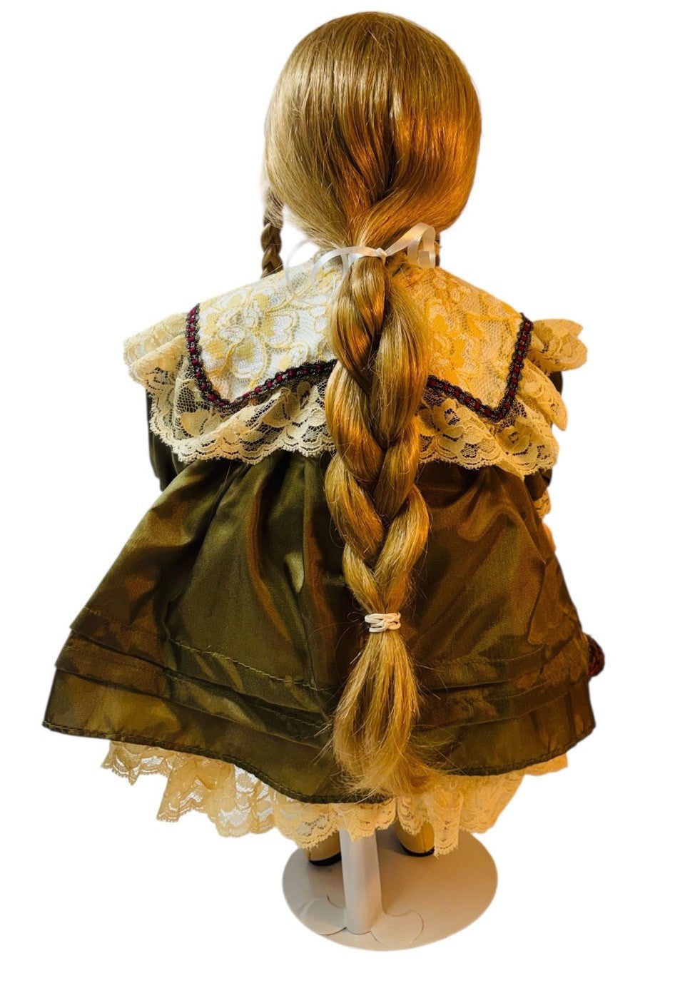 Porcelain Girl Doll Victorian Style Blode Hair, Astrology Print Clothes 16” Tall