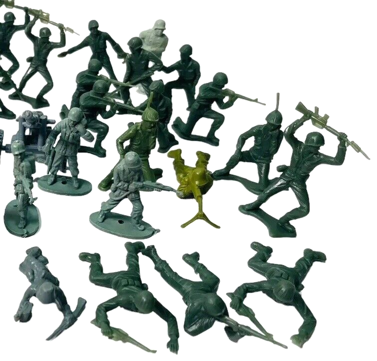 Vintage Tim-Mee Toy Soldiers Green Army Men 60mm Plastic ~ Mix Lot Of 39