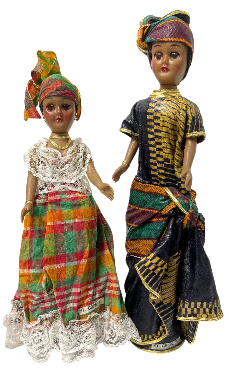ST. CROIX DOLLS, V.I. HANDMADE, 9'' & 11'' TALL by; AMELIA GILL, RARE VINTAGE