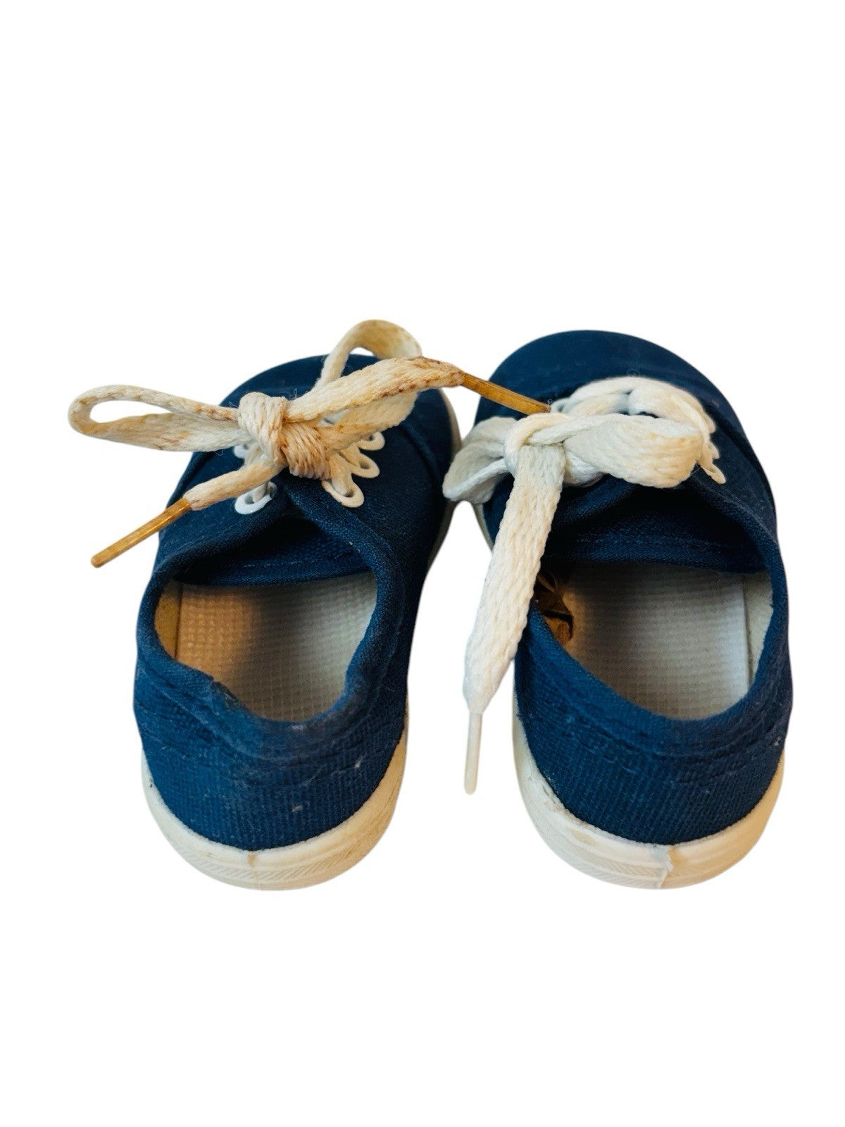 Lot of 2 Doll Baby Shoes ~ Blue & White Soft Sole L 4.5" X W 2" Preowned